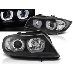 BMW E90/E91 05-08 - přední černá světla s ANGEL EYES 3D pro xenon