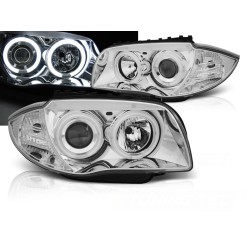 BMW 1 E87/E81/82/88 04-11 - přední chrom světla s ANGEL EYES CCFL