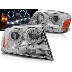 CHRYSLER JEEP GRAND CHEROKEE 99-05 - přední chrom světla ANGEL EYES CCFL