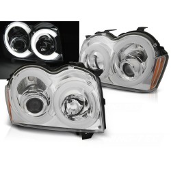 CHRYSLER JEEP GRAND CHEROKEE 08-10 - přední chrom světla TUBE LIGHT