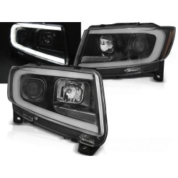 CHRYSLER JEEP GRAND CHEROKEE 11-13 - přední černá světla TUBE LIGHT s dynamickým blinkrem
