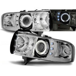 DODGE RAM 94-01 - přední chrom světla ANGEL EYES