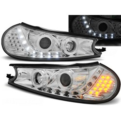FORD MONDEO 96-00 - přední chrom světla s LED svícením a LED blinkrem