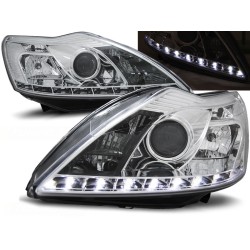 FORD FOCUS 08-10 - přední chrom světla s LED svícením