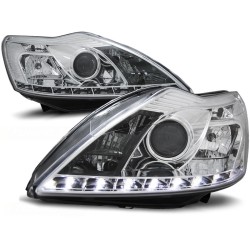 FORD FOCUS 08-10 - přední chrom světla s LED svícením