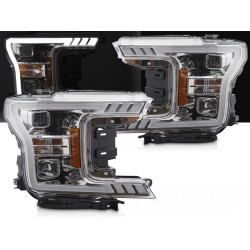 FORD F150 MK 13 2017-2020 - přední světla TUBE CHROMOVÁ