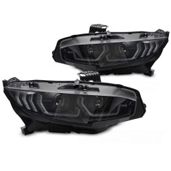 HONDA CIVIC X 16-21 - přední LED světla černá DRL SEQ