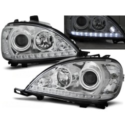 MERCEDES W163 ML 98-01 - přední chrom světla s LED svícením