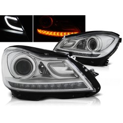 MERCEDES W204 11-14 - přední chrom světla s LED blinkrem