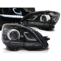 MERCEDES W204 07-10 - přední černá světla s LED denním svícením