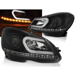 MERCEDES W204 11-14 - přední černá světla TUBE LIGHT s LED blinkrem