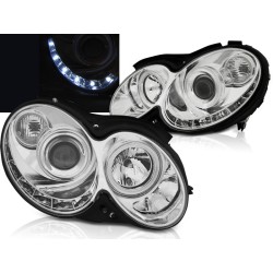 MERCEDES CLK W209 03-10 - přední chrom světla s LED svícením