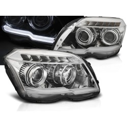 MERCEDES GLK X204 08-12 - přední chrom světla TUBE LIGHT a LED blinkrem