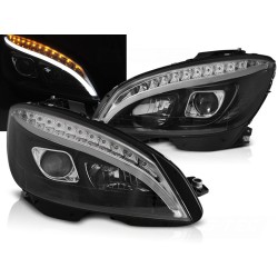MERCEDES W204 07-10 - přední černá světla TUBE LIGHT s LED dynamickým blikačem