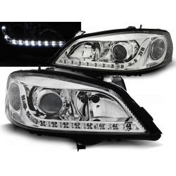OPEL ASTRA G 97-04 - přední chrom světla s LED svícením