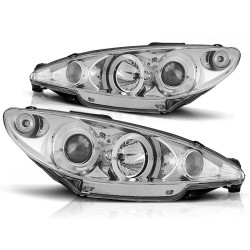 PEUGEOT 206 02- - přední chrom světla ANGEL EYES