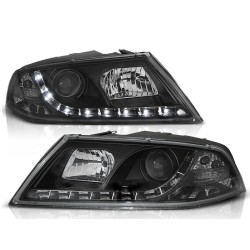 ŠKODA OCTAVIA II 04-08 - přední černá světla s LED svícením pro xenon