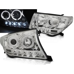 TOYOTA LAND CRUISER FJ200 07-12 - přední chrom světla ANGEL EYES s LED svícením