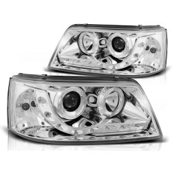 VW T5 03-09 - přední chrom světla s LED svícením