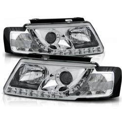 VW PASSAT B5 96-00 - přední chrom světla s LED svícením