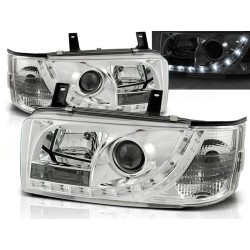 VW T4 90-03 - přední chrom světla s LED svícením