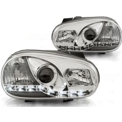 VW GOLF 4 97-03 - přední chrom světla s LED svícením