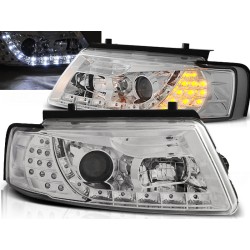 VW PASSAT B5 96-00 - přední chrom světla s LED svícením a LED blinkrem