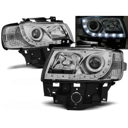 VW T4 96-03 - přední chrom světla s LED svícením