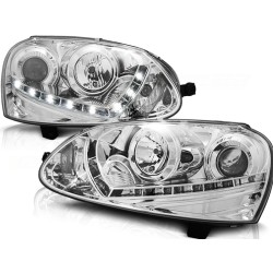 VW GOLF 5 - přední chrom světla s LED svícením pro xenon