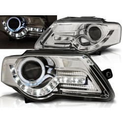 VW PASSAT B6 3C 05-10 - přední chrom světla s LED svícením