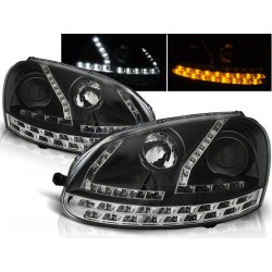 VW GOLF 5 - přední černá světla s LED svícením a LED blinkrem