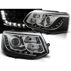 VW T5 10-15 - přední chrom světla s LED denním svícením