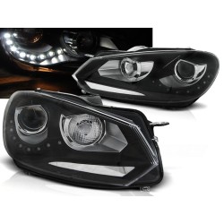 VW GOLF 6 08-12 - přední černá světla s LED denním svícením
