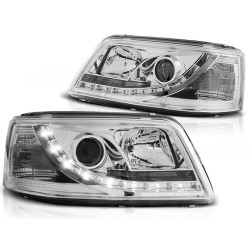 VW T5 03-09 - přední chrom světla s LED denním svícením