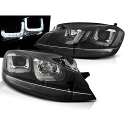 VW GOLF 7 12-17 - přední černá světla s LED denním svícením U-TYPE a černou linkou