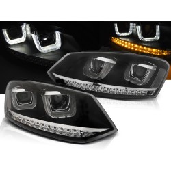 VW POLO 6R 09-14 - přední černá světla U-TYPE s LED blinkrem