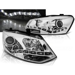 VW POLO 6R 09-14 - přední chrom světla s LED denním svícením