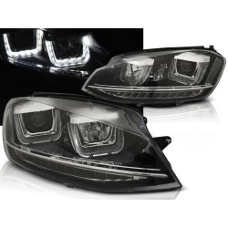 VW GOLF 7 12-17 - přední černá světla s LED denním svícením U-TYPE
