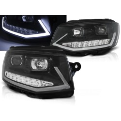 VW T6 15- - přední černá světla TUBE LIGHT s LED denním svícením