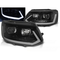 VW T5 10-15 - přední černá světla TUBE LIGHT s dynamickým blinkrem T6 LOOK