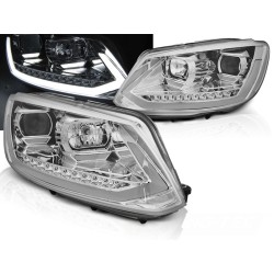 VW TOURAN 10-15 - přední chrom světla s LED denním svícením a dynamickým blinkrem