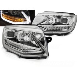 VW T6 15- - přední chrom světla TUBE LIGHT s LED denním svícením a dynamickým blinkrem