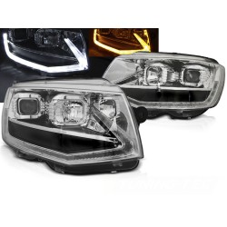 VW T6 15-19 - přední chrom světla TUBE LIGHT s dynamickým blinkrem