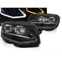 VW T6 15-19 - přední černá světla TUBE LIGHT s dynamickým blinkrem