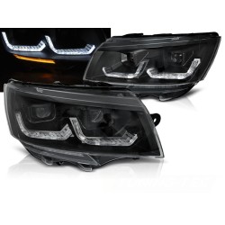 VW T6.1 20- - přední černá světla TUBE LIGHT s LED denním svícením a dynamickým blinkrem
