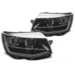 Volkswagen T6 2015-2019 - Přední LED TUBE světla ČERNÁ DRL SEQ