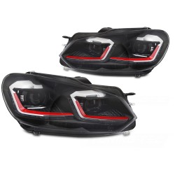 Volkswagen Golf VI 2008-2012 - Přední LED světla RED LINE SEQ DRL