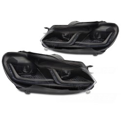 Volkswagen Golf VI 2008-2012 - Přední LED světla černá SEQ DRL