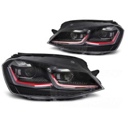 Volkswagen Golf VII 2013-2017 - Přední LED světla s červenou linkou SEQ