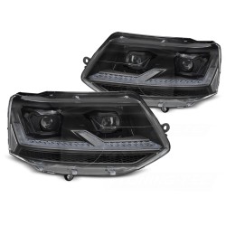 Volkswagen T5.1 2010-2015 - Přední světla FULL LED černá SEQ DRL